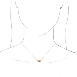 Sterling Silver Citrine & White Sapphire Evil Eye 16" Necklace