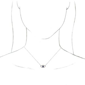 Sterling Silver Sapphire Evil Eye 16" Necklace