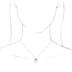 Platinum Turquoise Cabochon Pyramid 24" Necklace