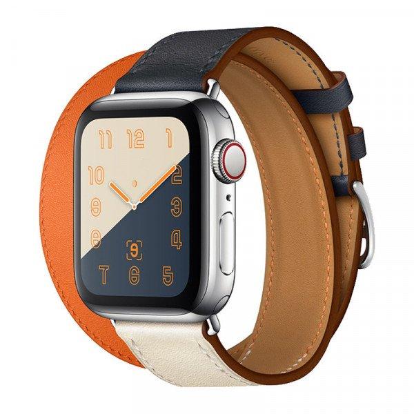 Leather Band Loop Strap Wristband Replacement for Apple Watch Series 6 / SE / 5 / 4 / 3 / 2 / 1 Sport - 44MM / 42MM (Orange)