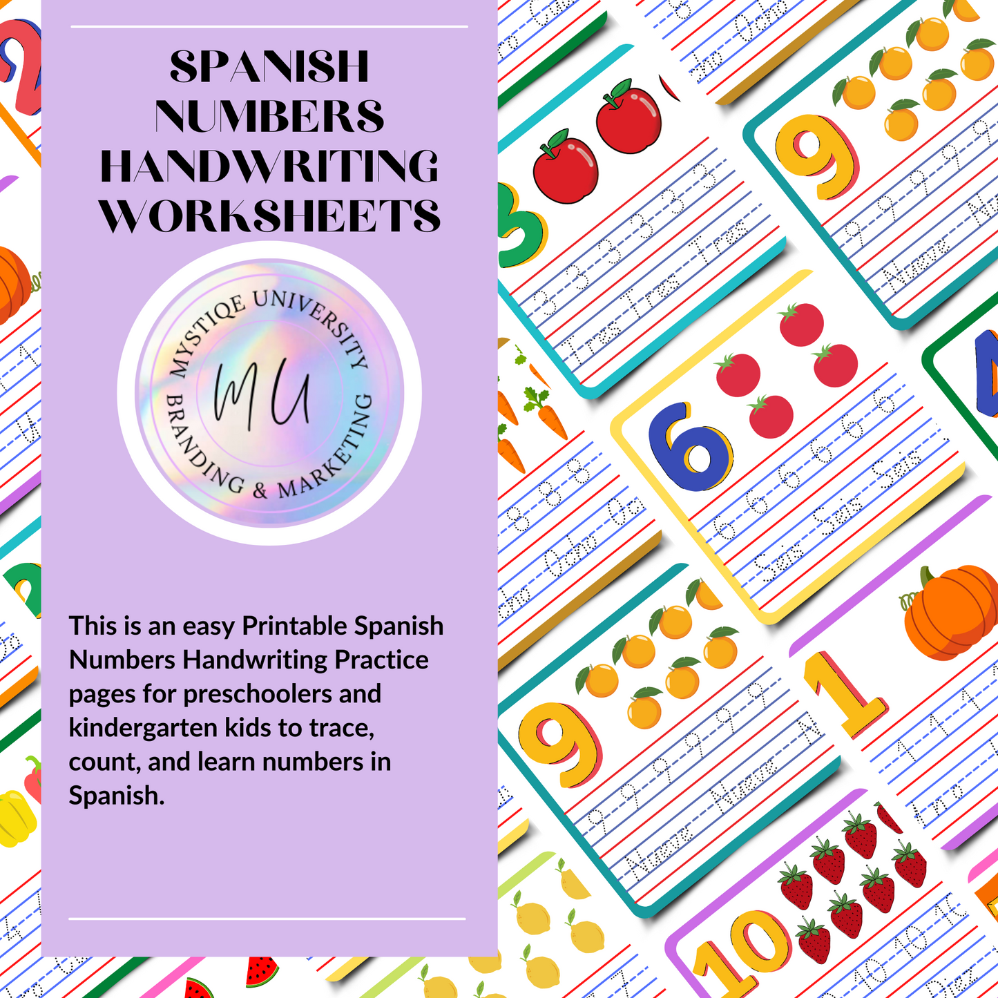 Spanish Numbers Handwriting Worksheets