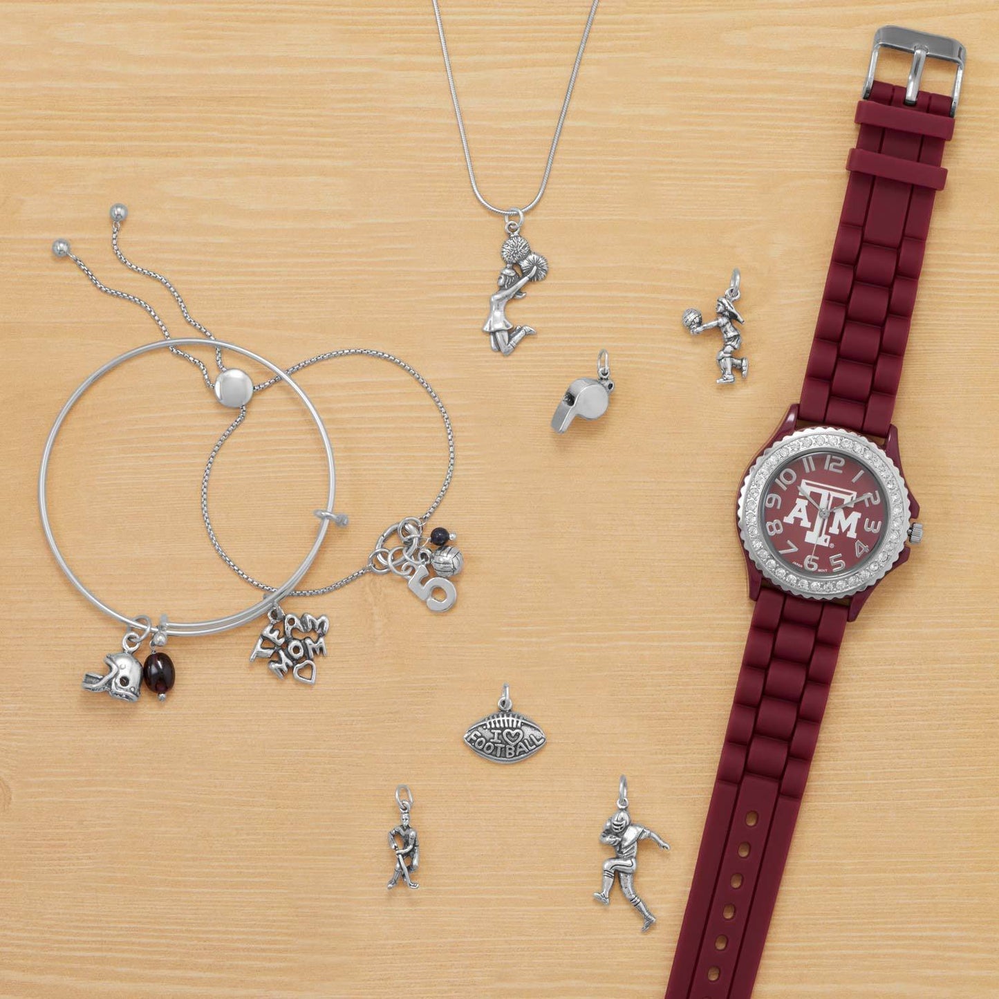 Oxidized "I Love Football" Charm