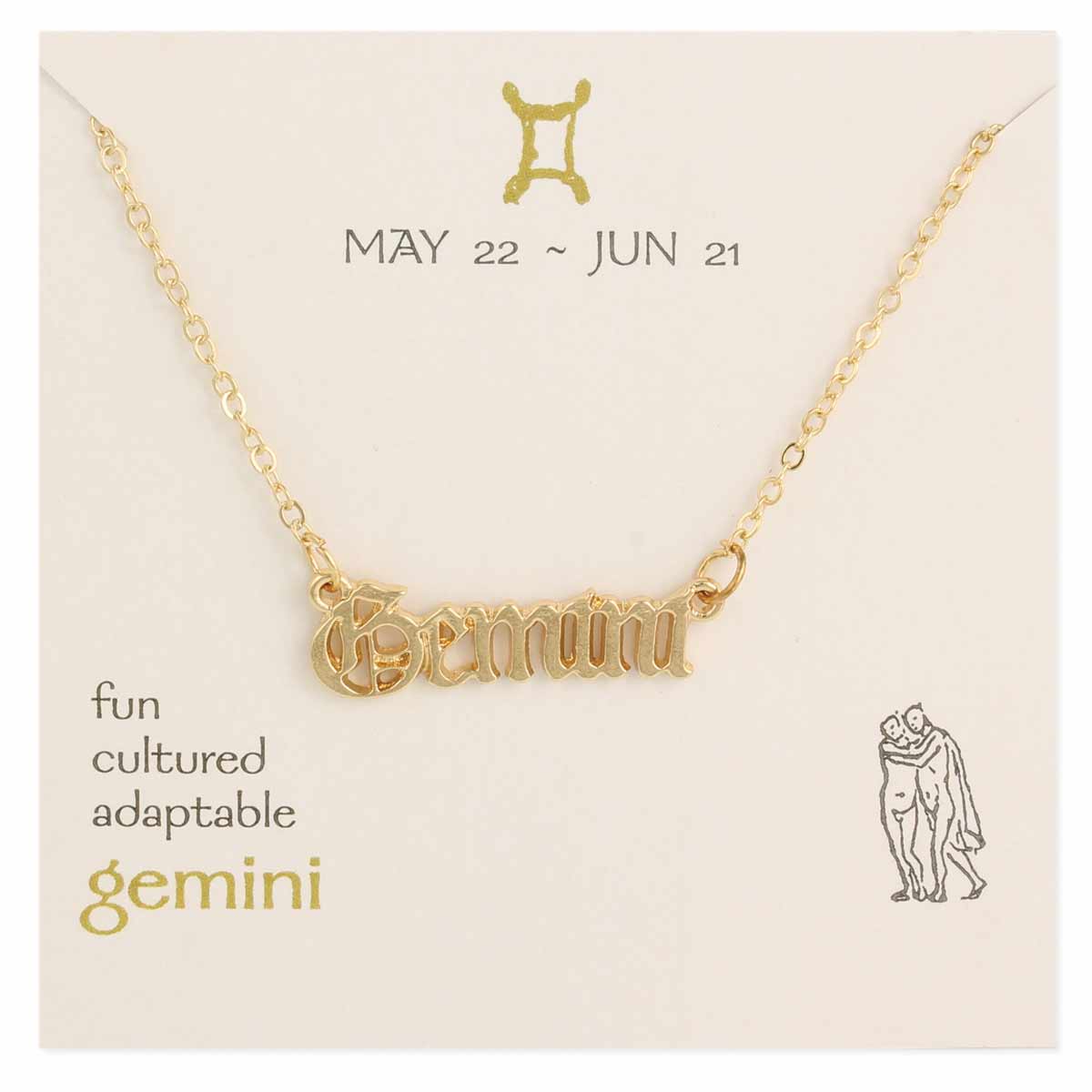 Gemini Script Zodiac Necklace