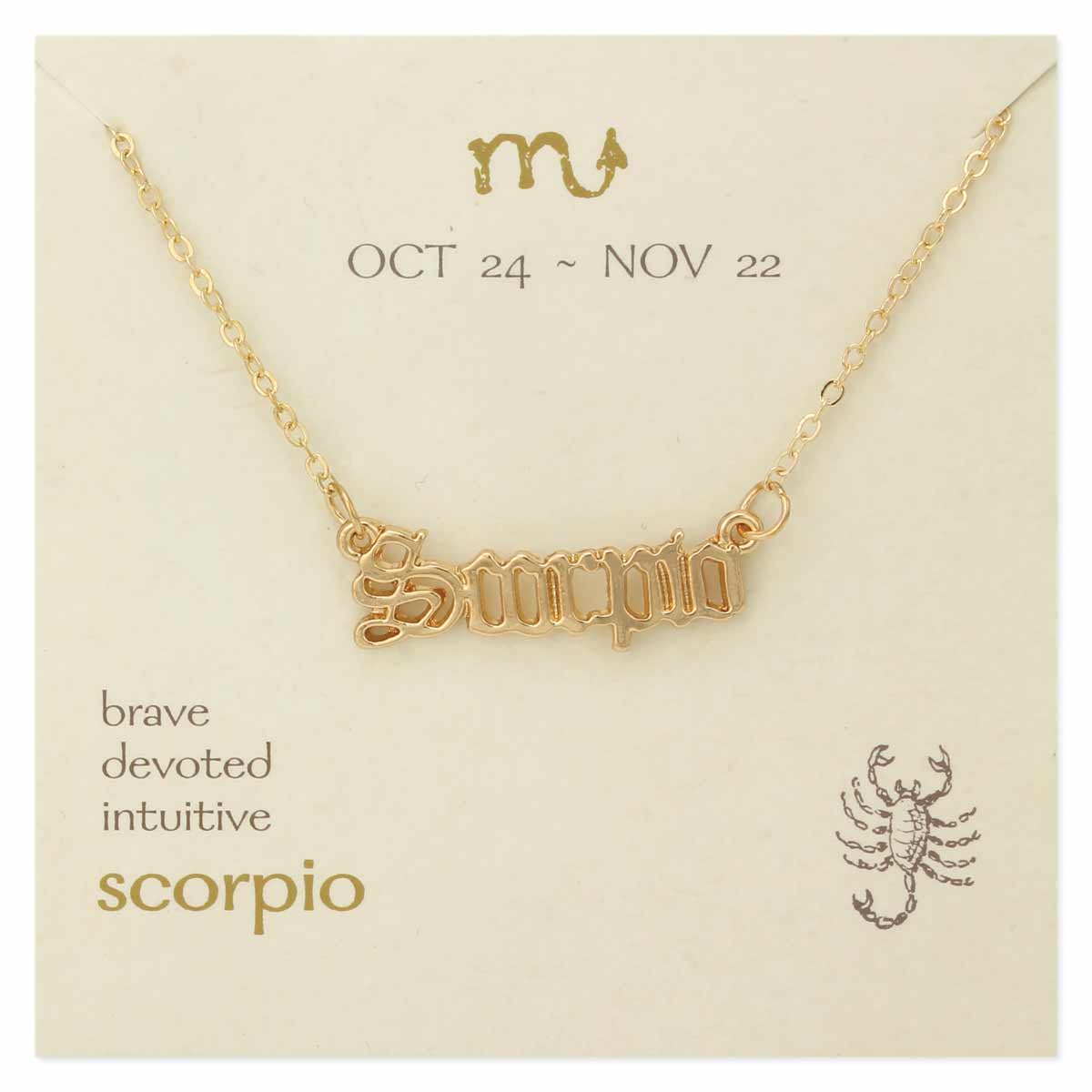 Scorpio Script Zodiac Necklace