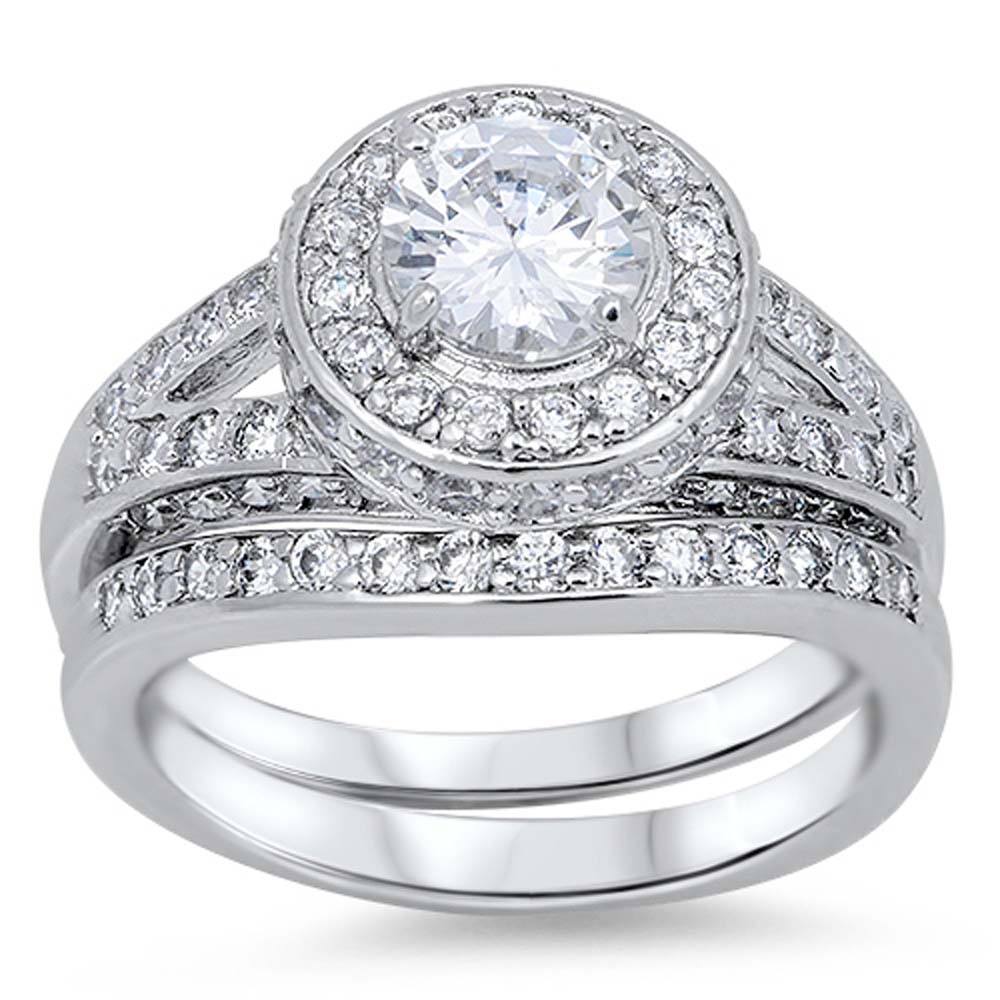 Sterling Silver Classy Bridal Set Split Band