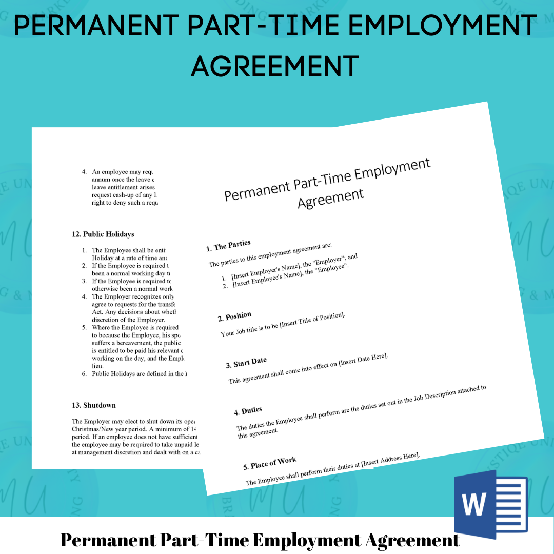 Acuerdo de empleo permanente a tiempo parcial