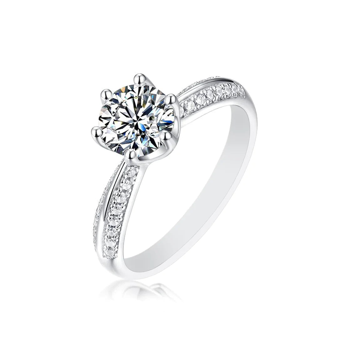 2 CT Moissanite Pave Ring in 925 Sterling Silver