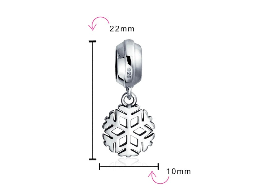 Charm con cuentas colgantes de copo de nieve de invierno
