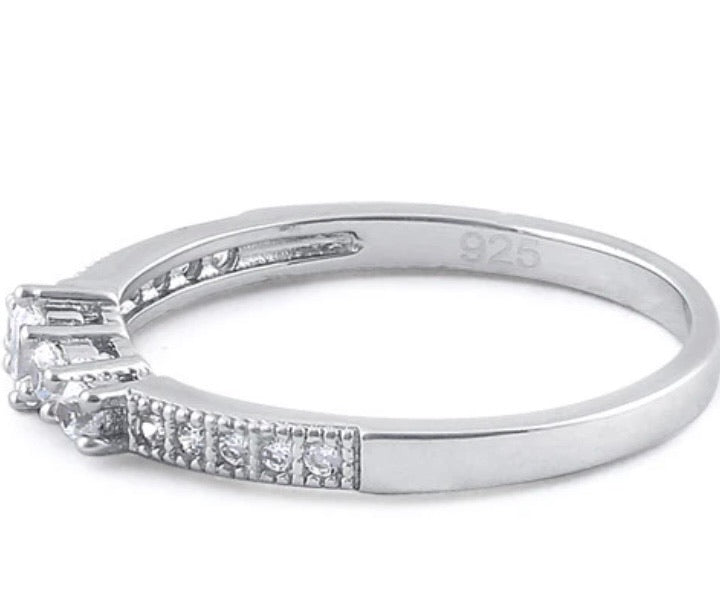 Sterling Silver Emerald Cut Clear CZ Ring