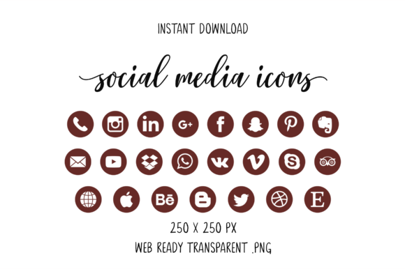 Dark Red Social Media Icons