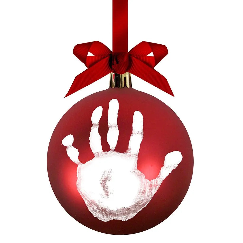 Babyprints Handprint or Footprint Ball Ornament, Red