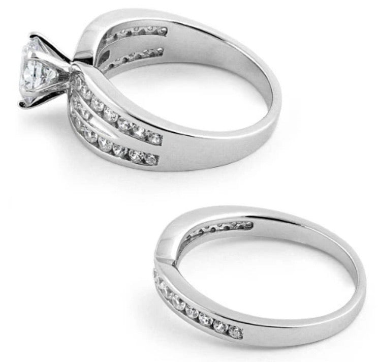 Sterling Silver Elegant Engagement Set CZ Ring