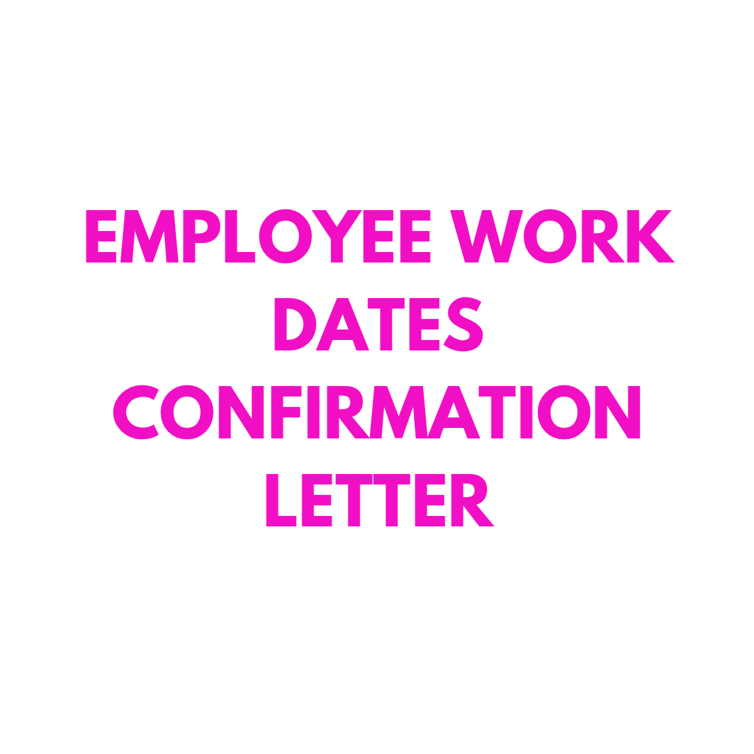 Carta de confirmación de fechas de trabajo del empleado