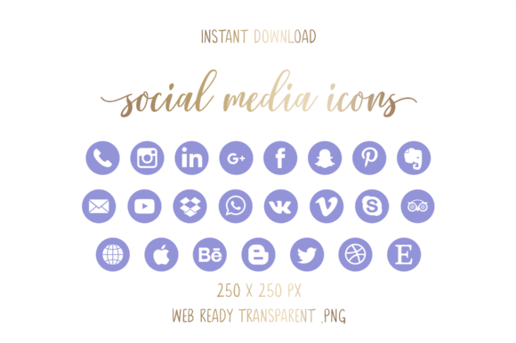 Light Purple Social Media Icons