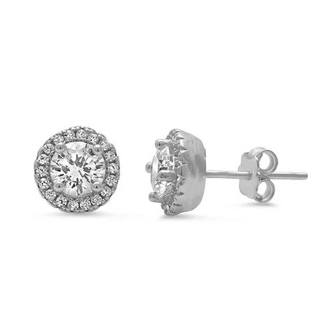 Sterling Silver Halo Studs