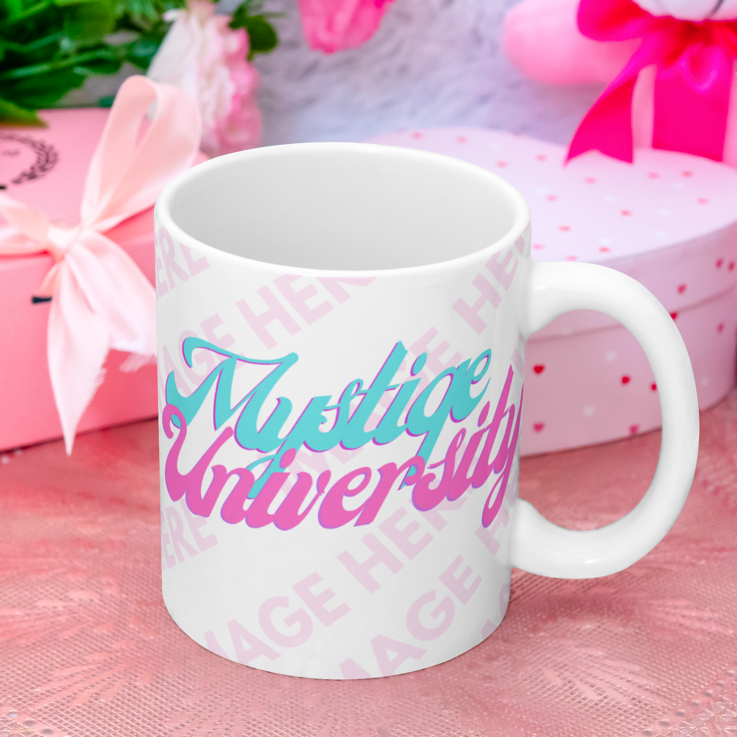 Mockup of a Mug Stand on the Top of a Tablecloth