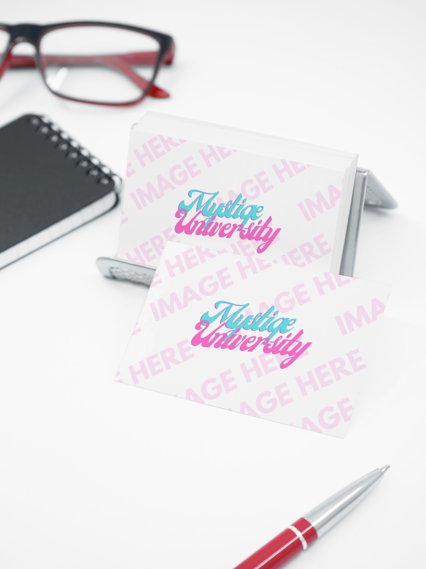 Business Cards in Holder Showcase Mockup