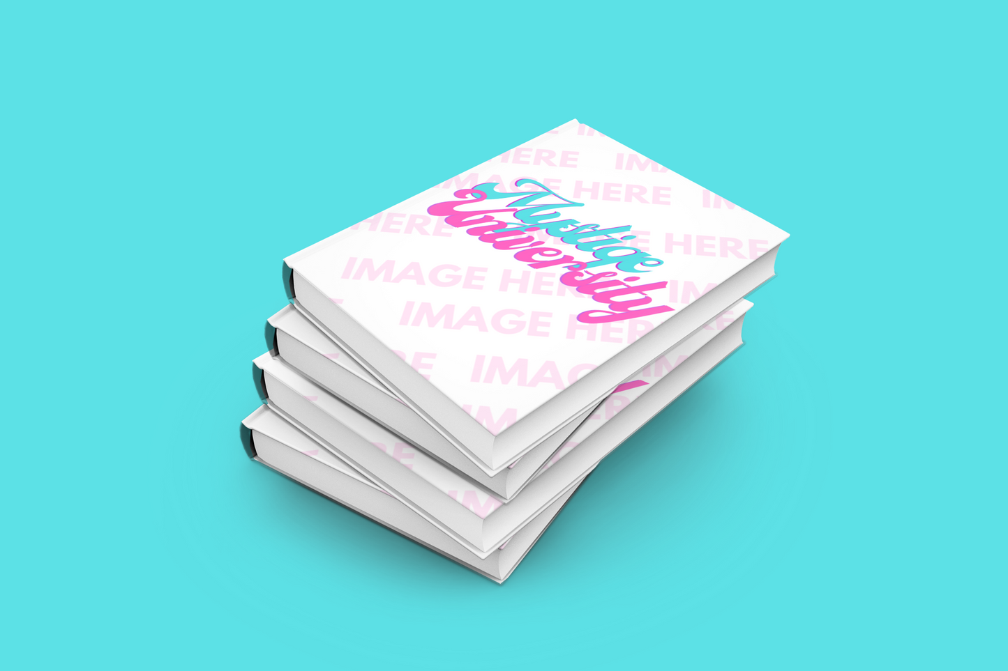 Four Hardcover Books in Stack Mockup