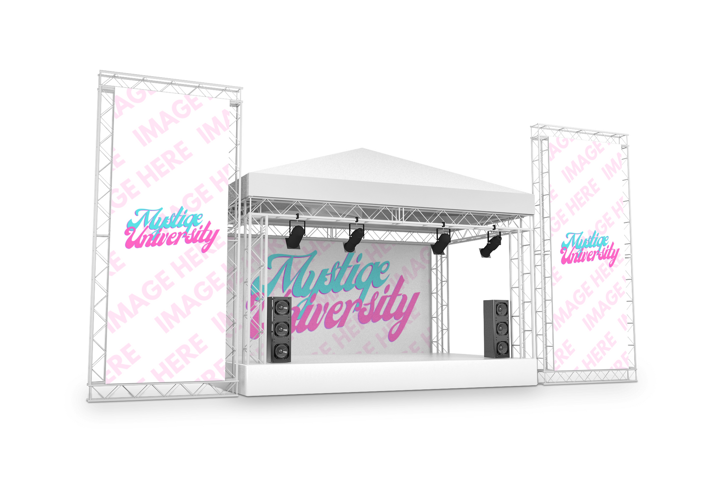 3D Concert Stage with Large Billboards Mockup