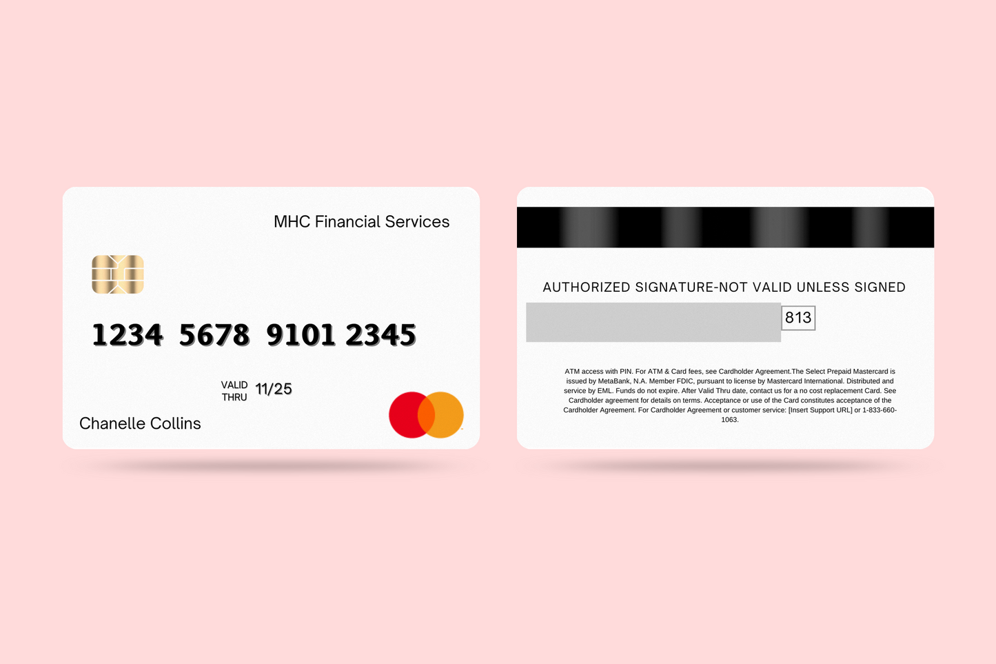 Maqueta de tarjeta de crédito por delante y por detrás