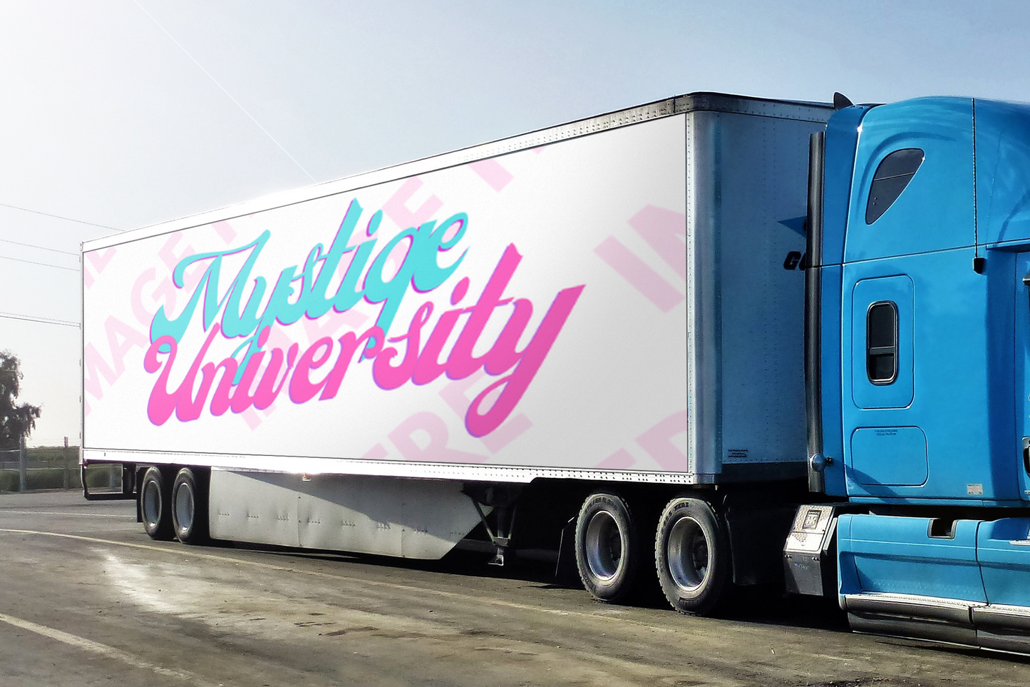 Large Banner Advertisement on Truck Mockup