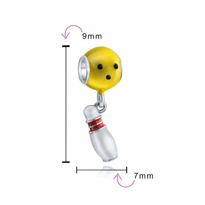 Bowling Ball Pin Dangle Bead Charm