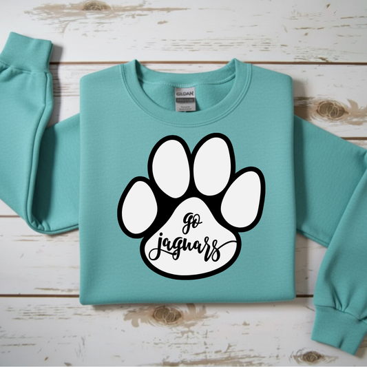 “Go Jaguars” Teal Paw Print Sweatshirt