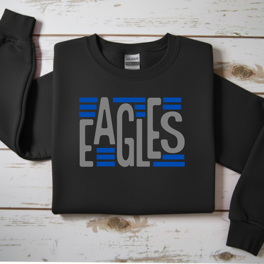 Modern Block "EAGLES" Stripe Crewneck