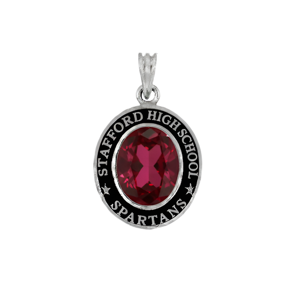 Stafford Spartans Oval Birthstone Class Necklace