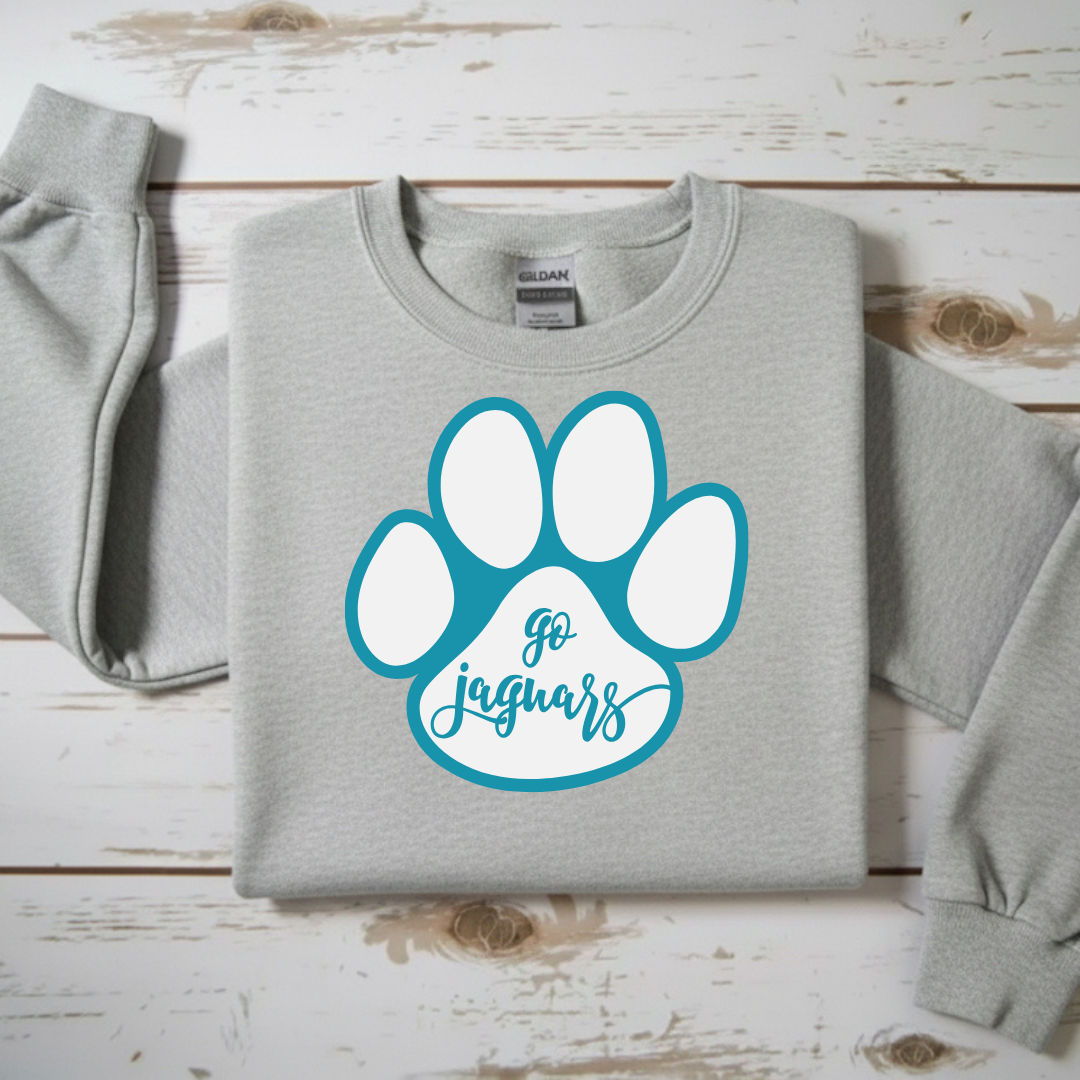 “Go Jaguars” Teal Paw Print Sweatshirt