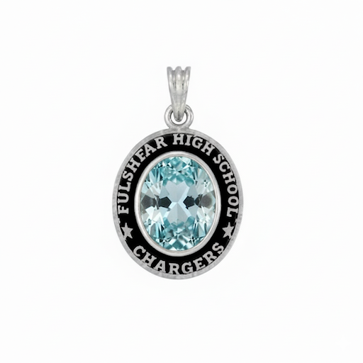 Fulshear Mascot Oval Birthstone Class Necklace