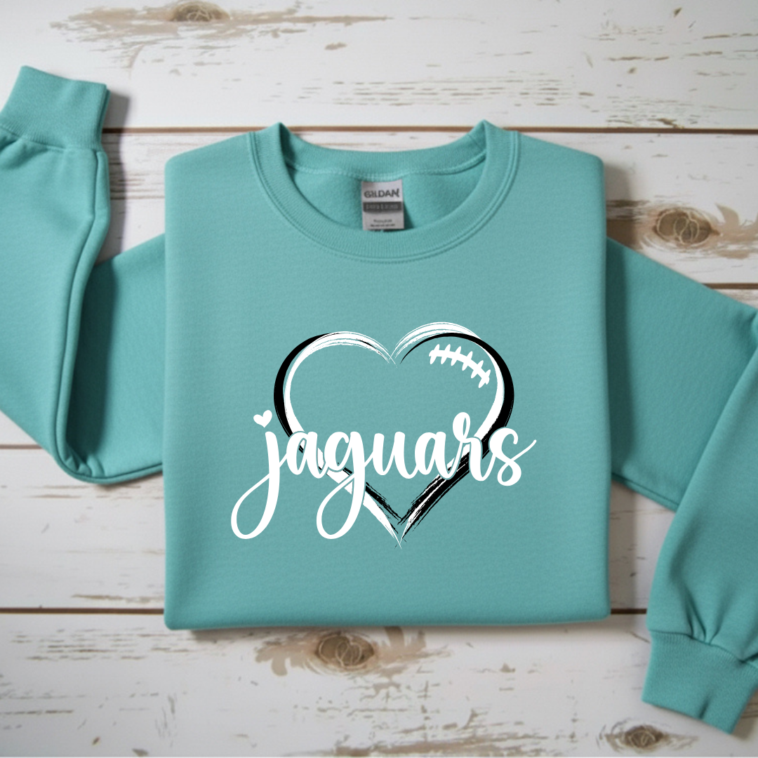 Jaguars Football Heart Crewneck Sweatshirt