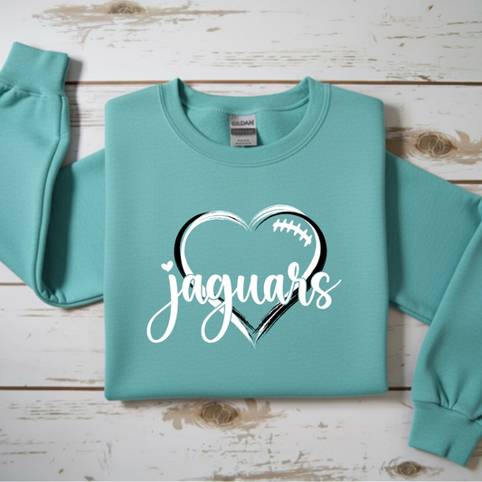 Jaguars Football Heart Crewneck Sweatshirt
