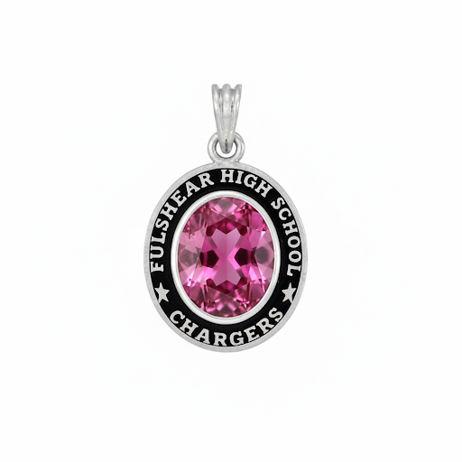 Fulshear Mascot Oval Birthstone Class Necklace