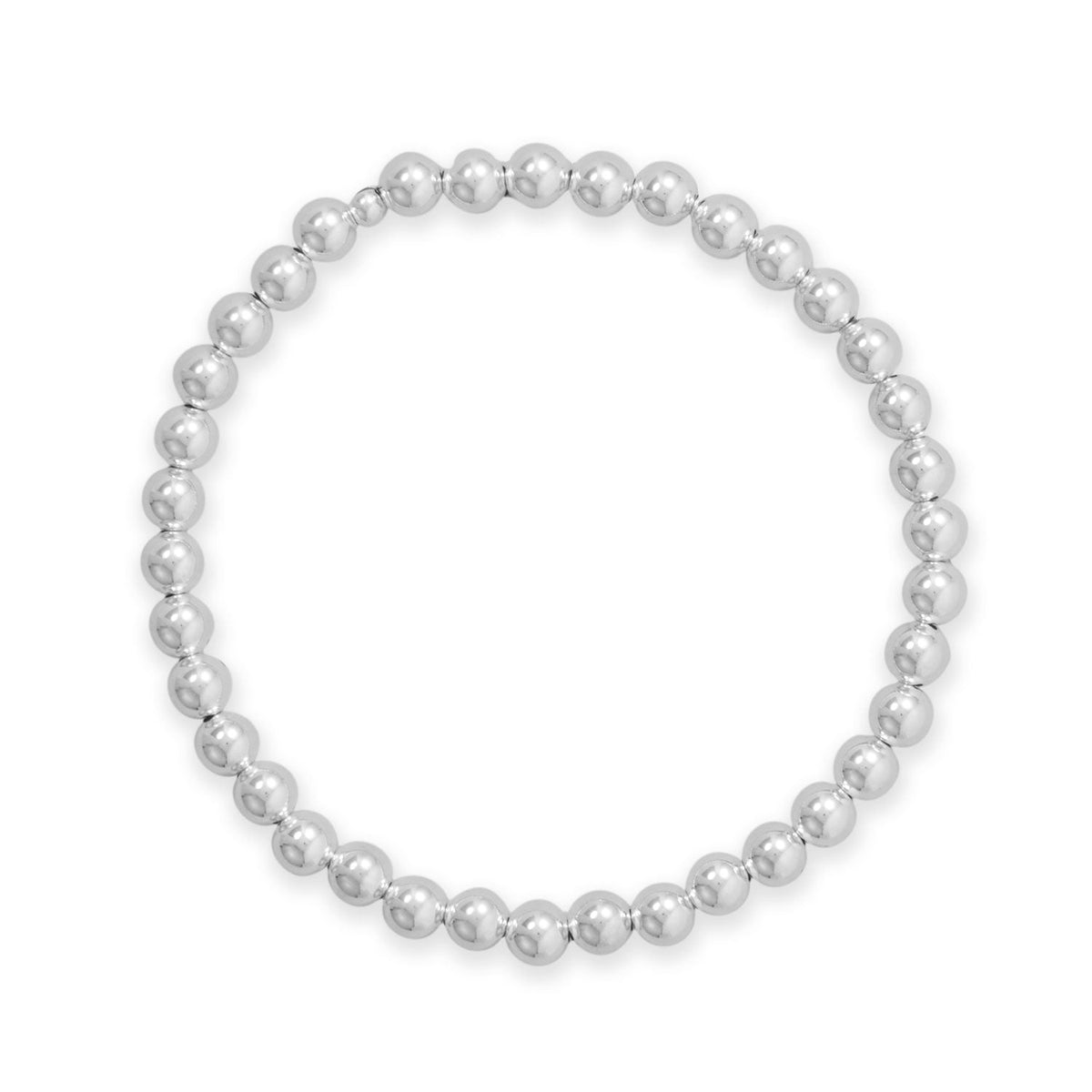 7" 5mm Silver Bead Stretch Bracelet