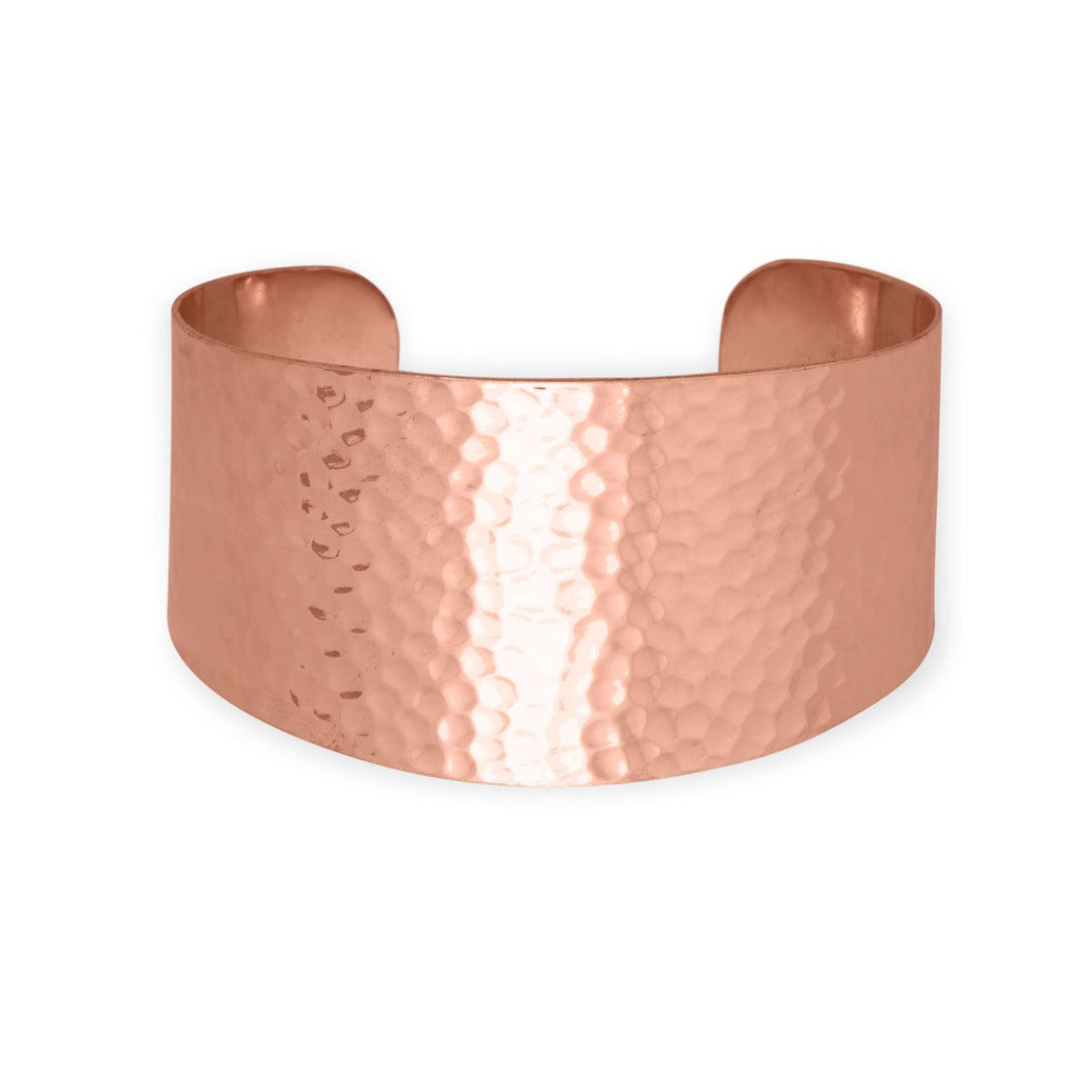 Wide Tapered Hammered Solid Copper Statement Cuff Bracelet
