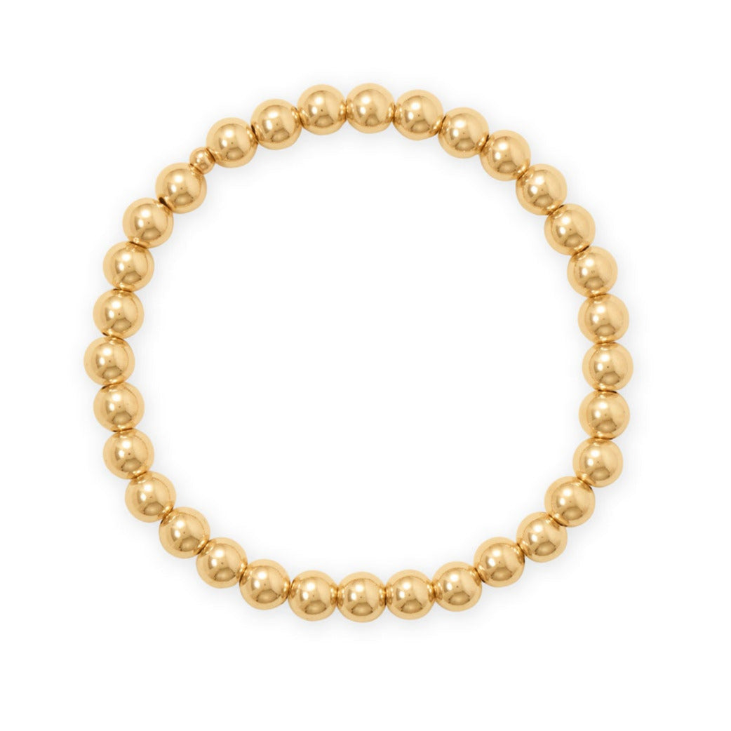7" 6mm 14/20 Gold Filled Bead Stretch Bracelet