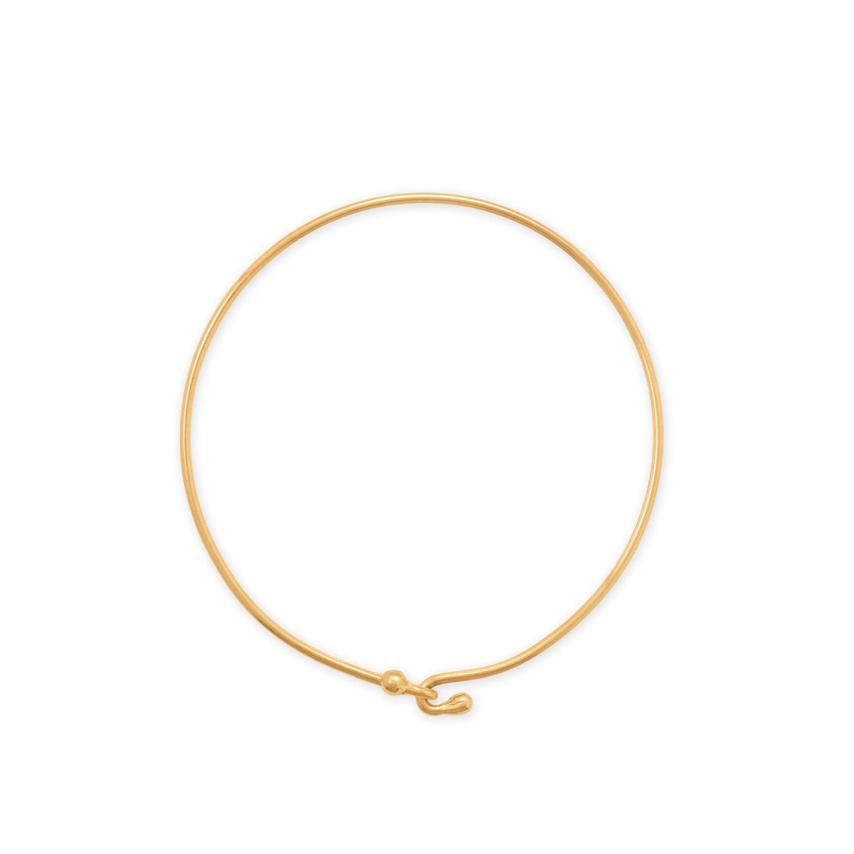 14 Karat Gold Plated Wire Hook Bangle with Bead Ends