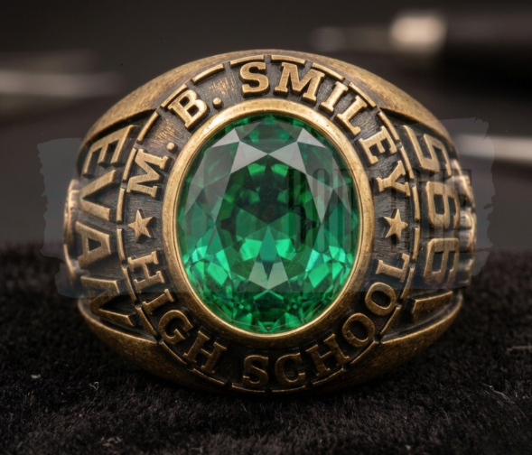 Promo Men's Sterling Silver Traditional Oval Stone Class Ring