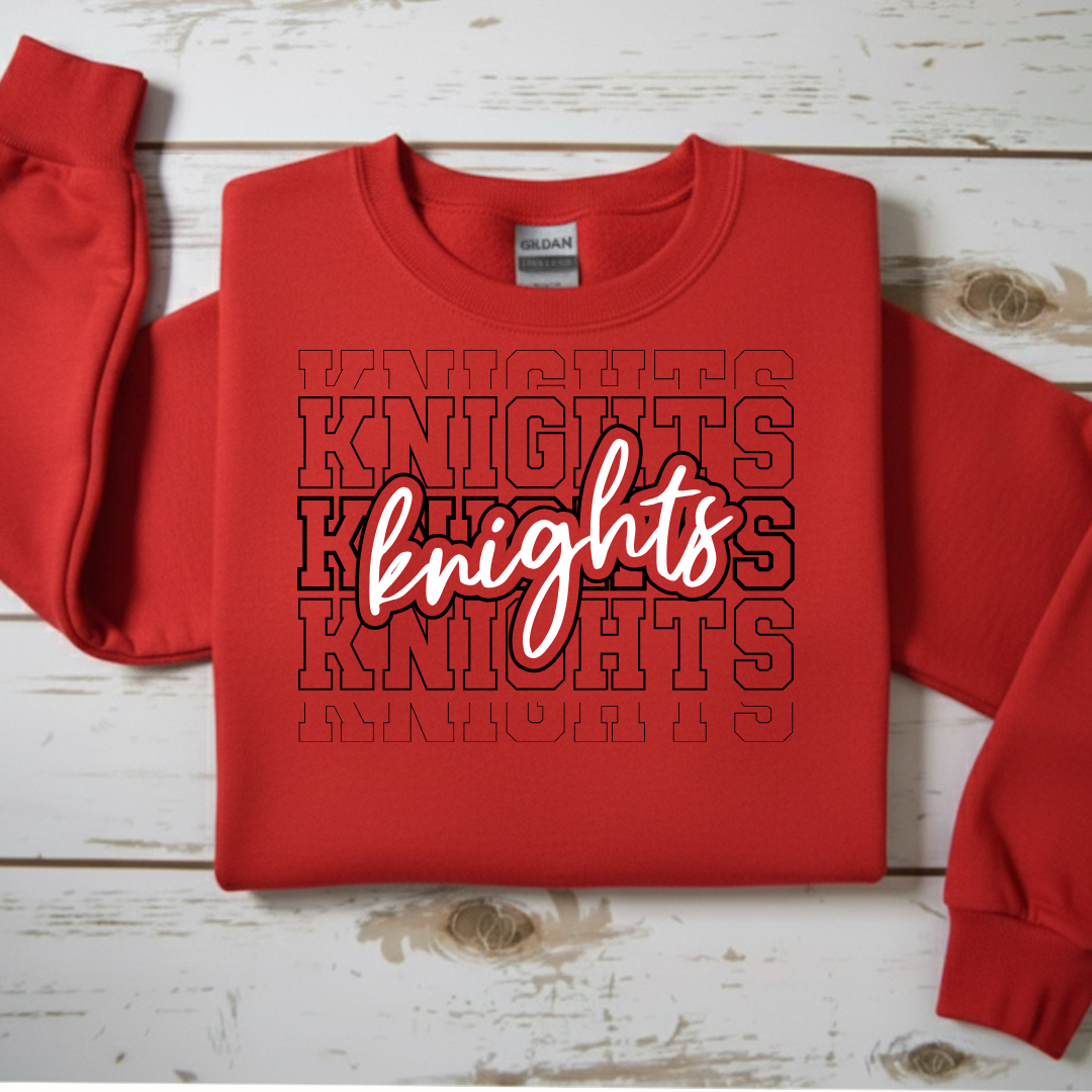 Stacked "Knights" Spirit Crewneck Sweatshirt