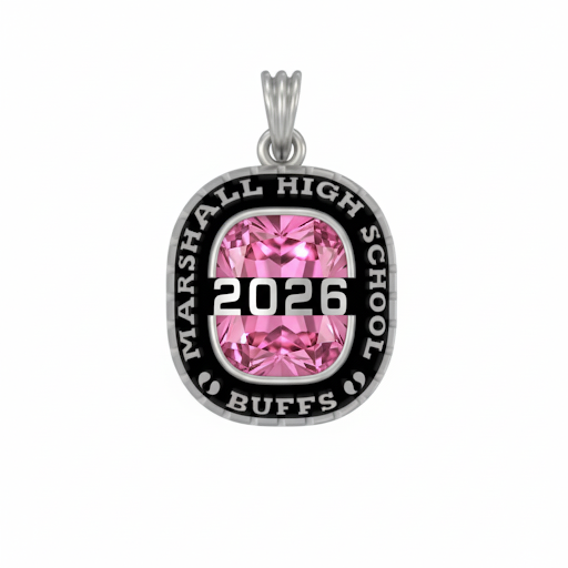 Sterling Silver Top Bridge Cushion-Cut Mascot Birthstone Class Necklace