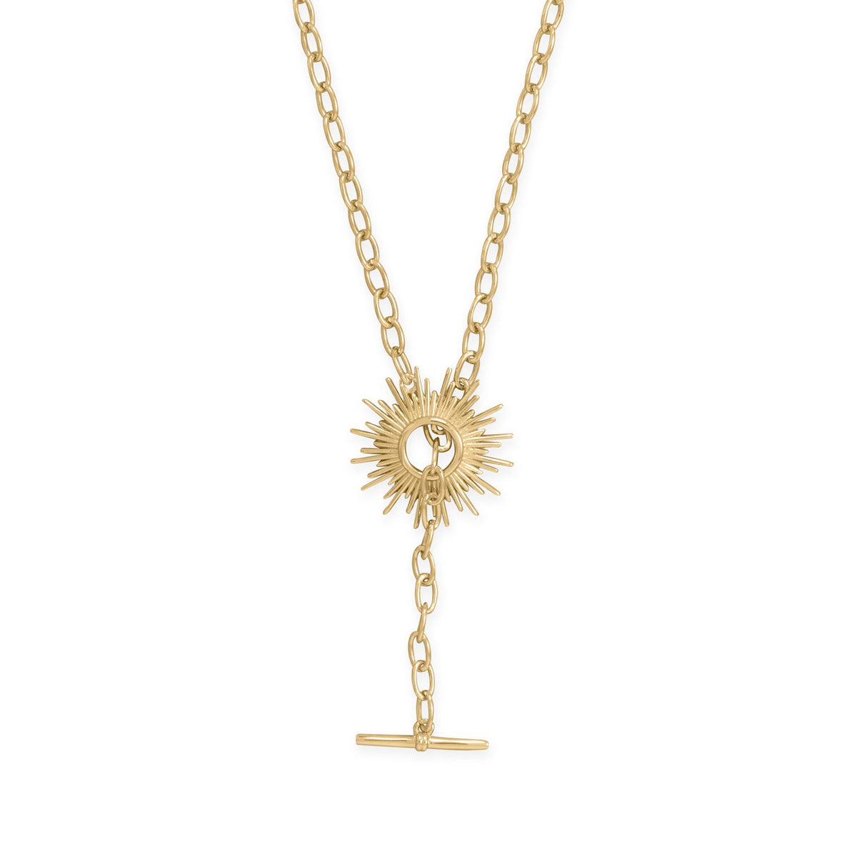 Shine On! 16.5" 14 Karat Gold Plated Sunburst Toggle Necklace