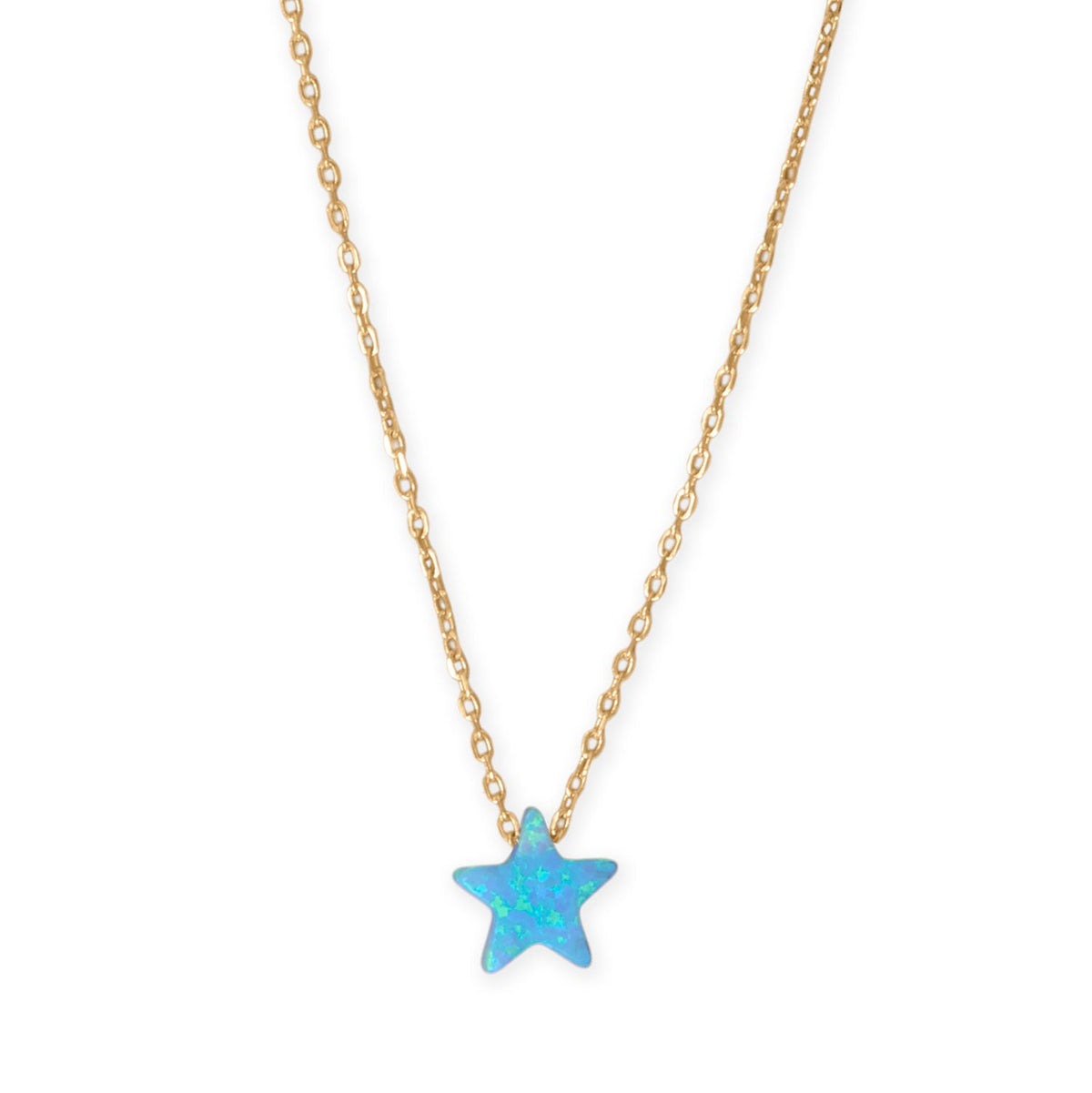 16" + 2" 14 Karat Gold Plated Synthetic Opal Star Necklace
