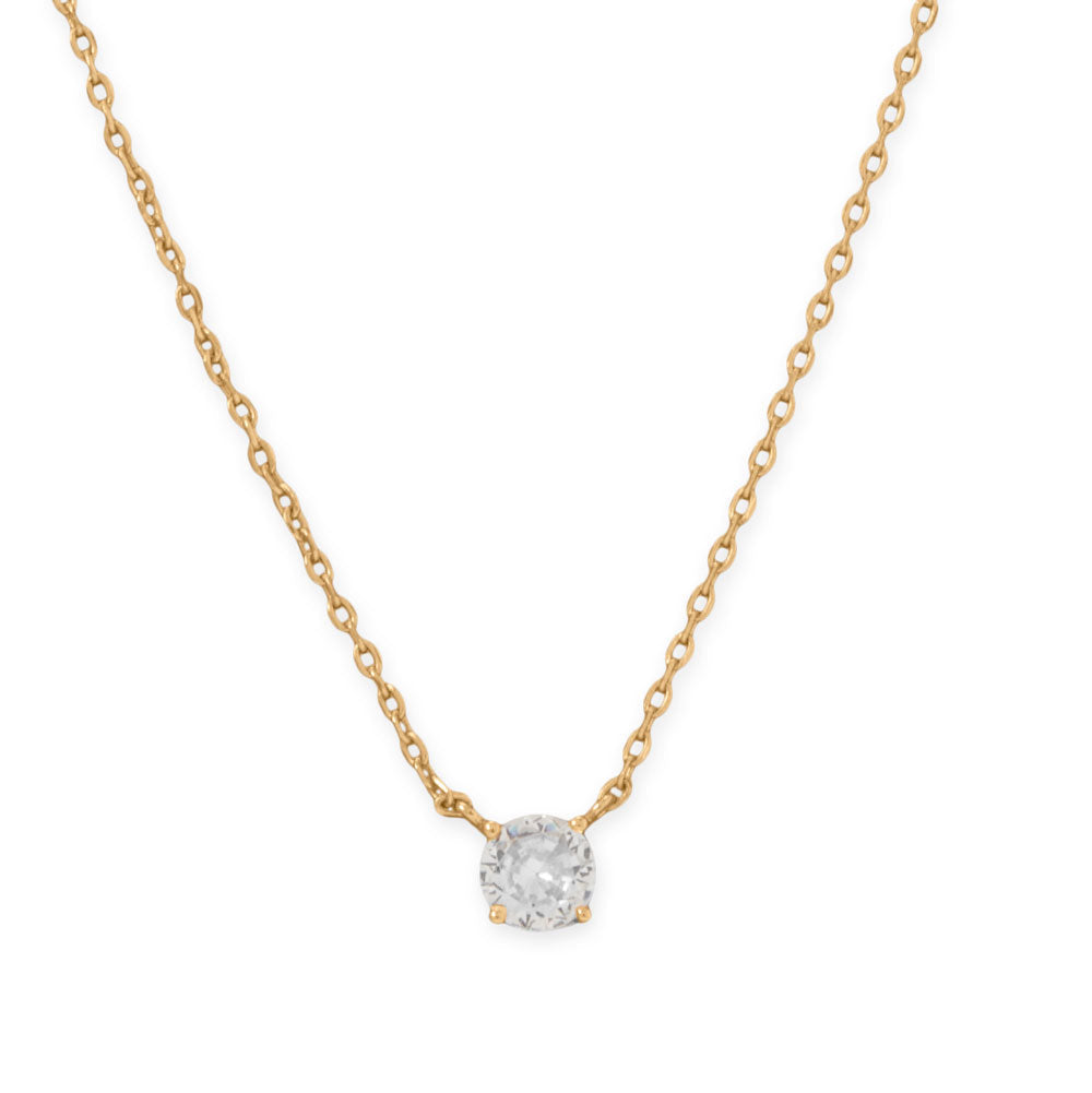 15" + 2" 14 Karat Gold Plated 5mm CZ Necklace