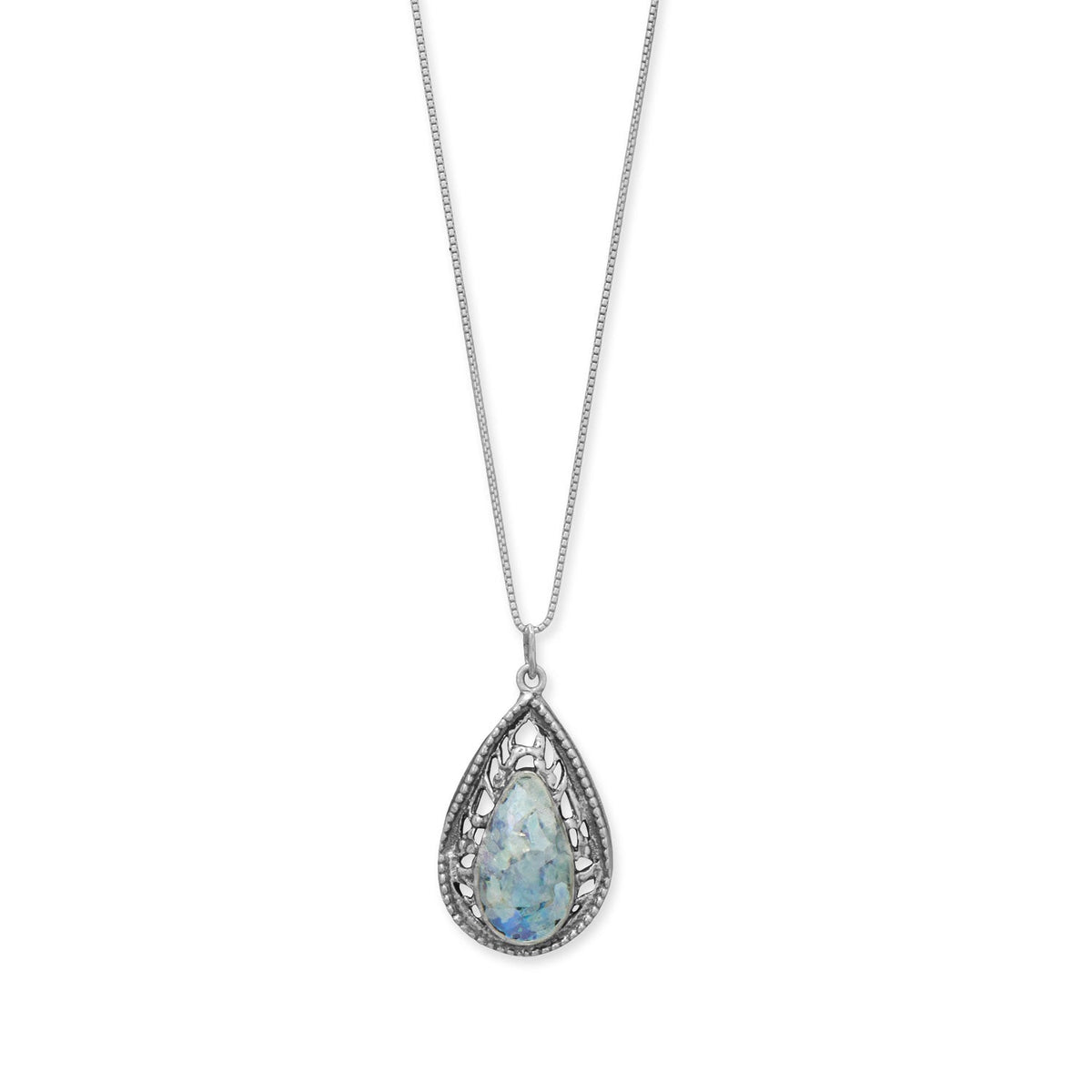 18" Pear Cutout Roman Glass Necklace