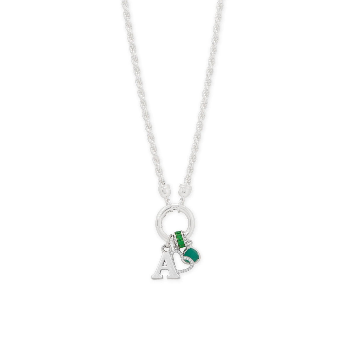 Rhodium Plated CZ Birthstone Wheel Bead Charms (January-December)
