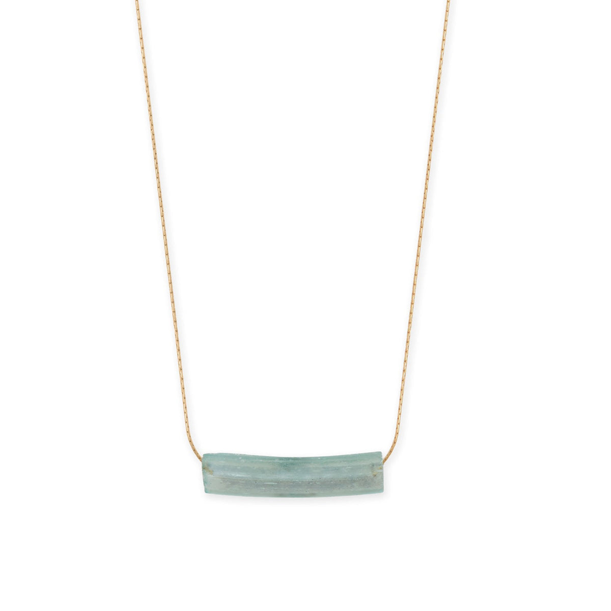 18" Gold Filled Ancient Roman Glass Bar Necklace
