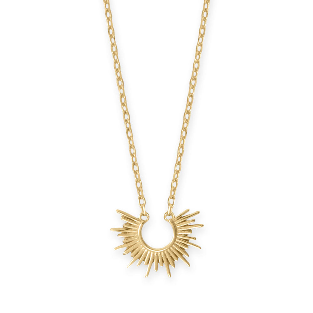 16" + 2" 14 Karat Gold Plated Mini Sunburst Necklace