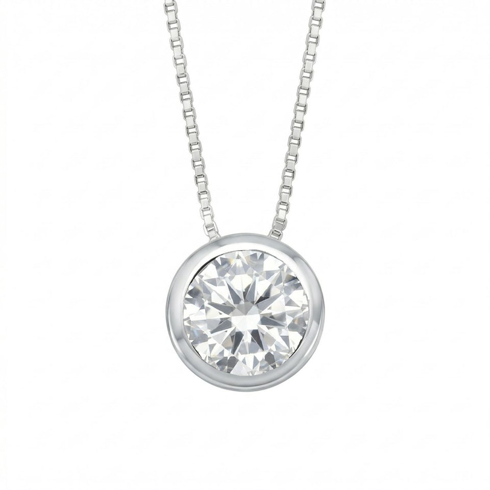 7mm Bezel Set CZ Floating Slide Necklace