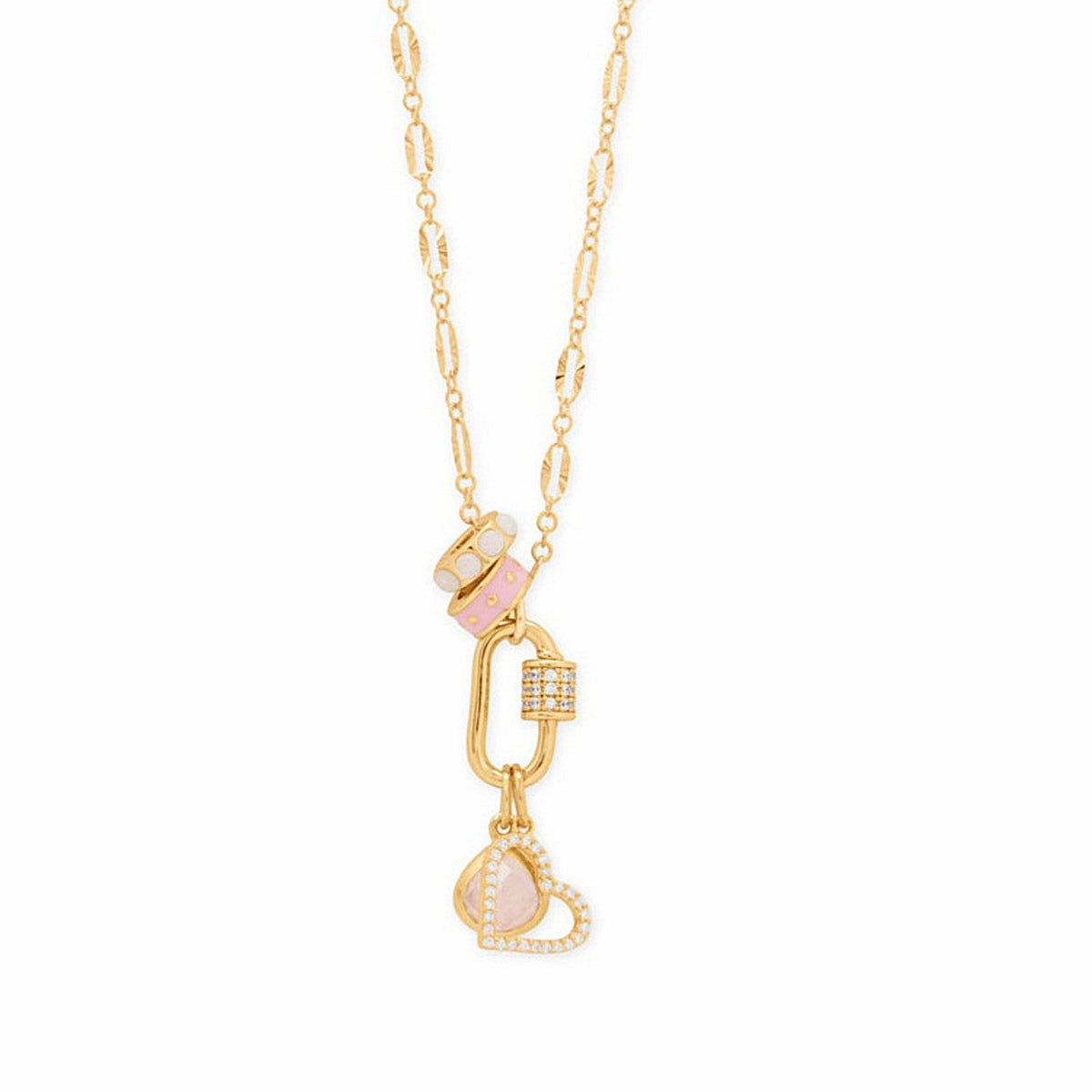 In Love with Pink! 18" 14 Karat Gold Plated Charm Necklace